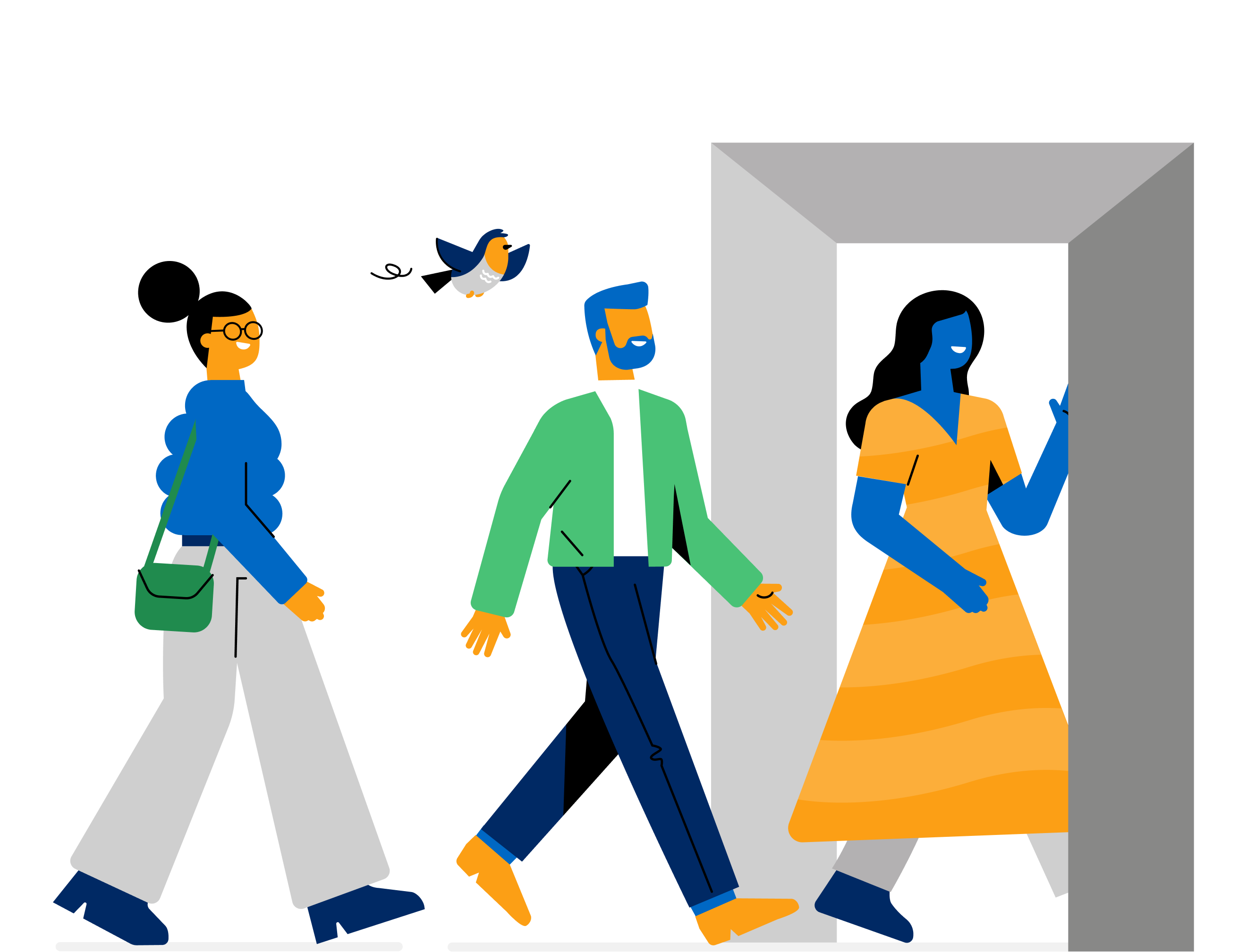 Nederlandse Spaarbank Mensen lopen door een ingang, symbool voor toegankelijkheid bij een Nederlandse Spaarbank.
